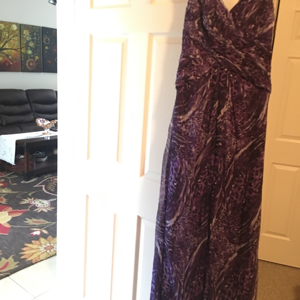 Tadashi Shoji Purple Patterned Prom Gown